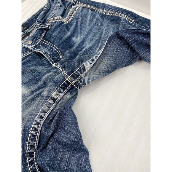 Silver Jeans Pants Womens 29 X33 Blue Denim Suki Bootcut Embellished Distressed - Picture 15 of 16